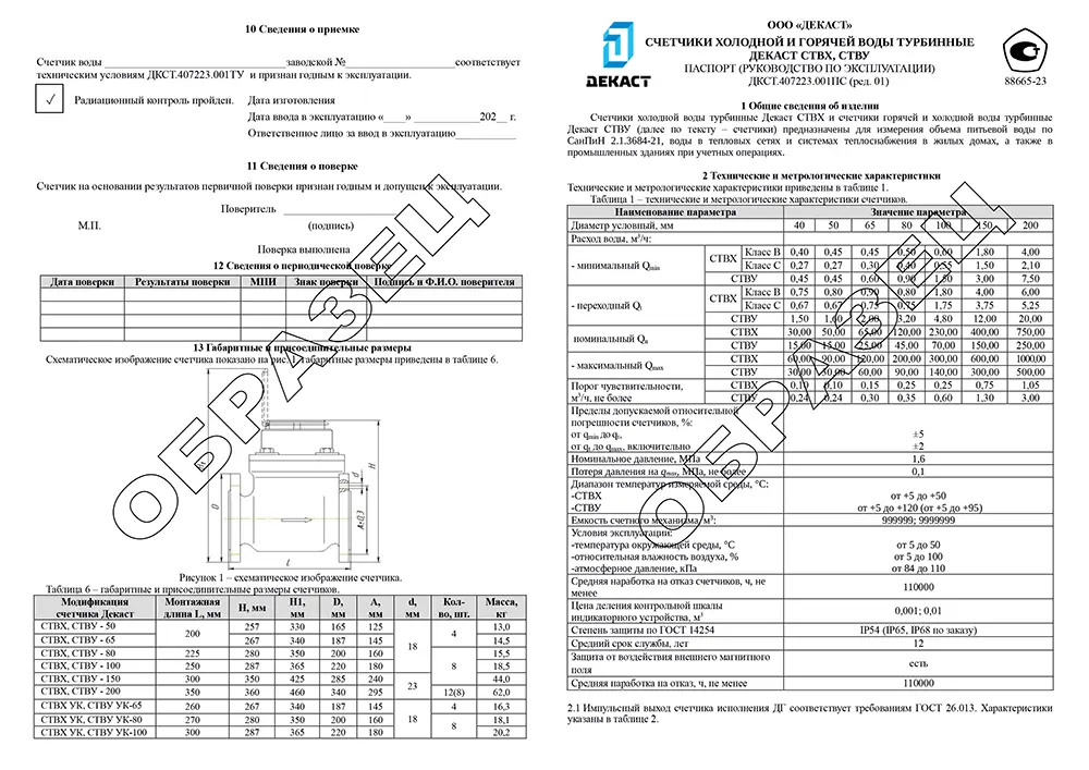 Образец паспорта Декаст СТВХ СТВУ 2023